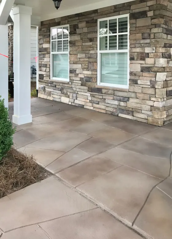 Finished decorative concrete creation with unique color work