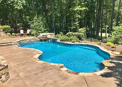 Resurfaced and stained concrete pool deck in metro Atlanta